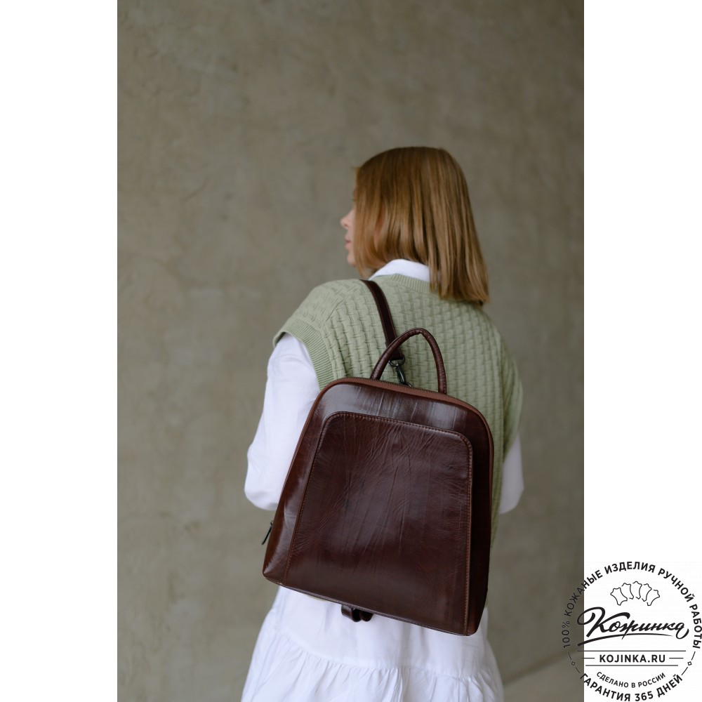 Женский кожаный рюкзак "Джорджия" (синий)